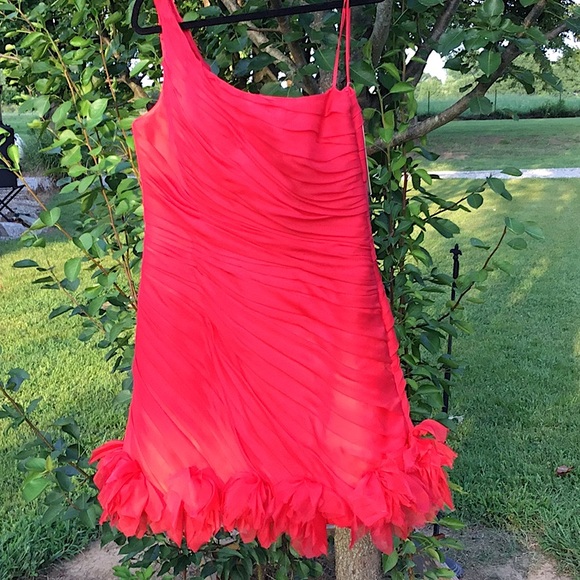 Theia Couture Red 100% Silk Cocktail Dress - Picture 7 of 16